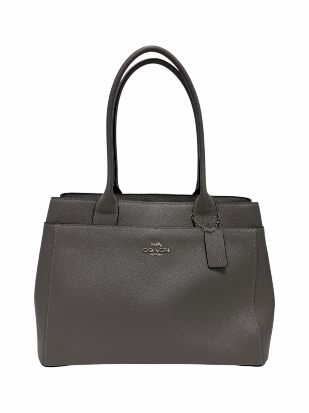 Coach Pebbled Gray Leather Shoulder Handbag